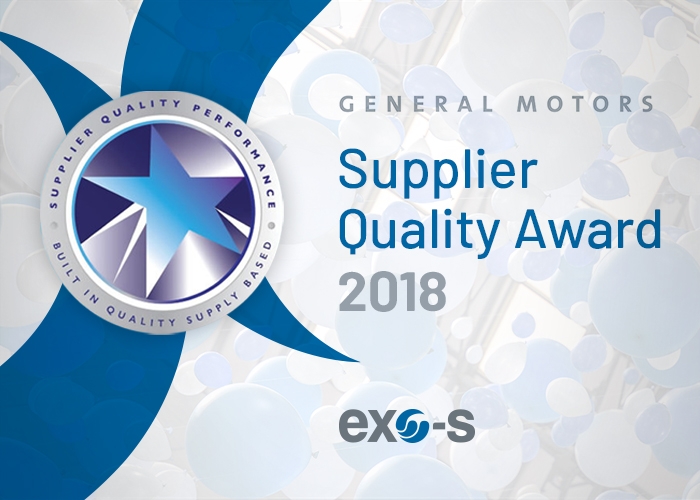 The Howe (Indiana) Exo-s team receives the GM Supplier Quality Award 2018 for the third year in a row!